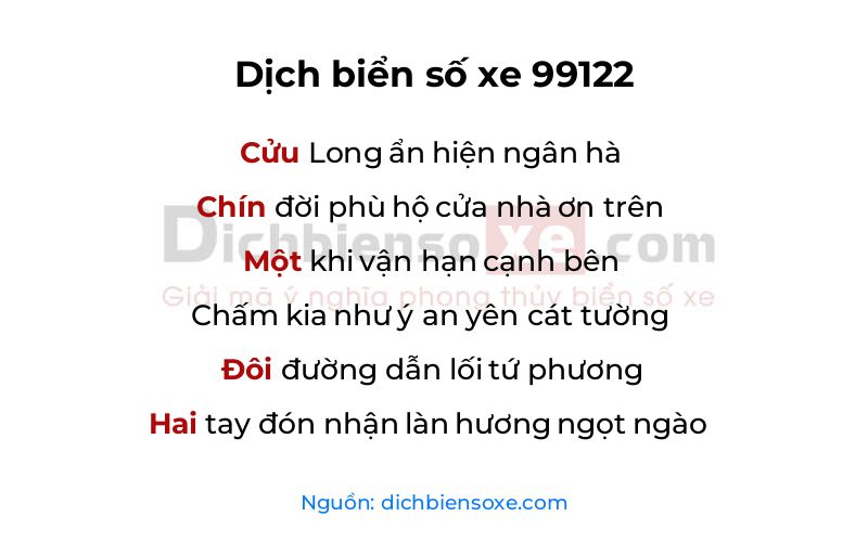 Dịch thơ biển số 99122