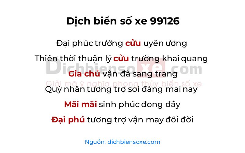 Dịch thơ biển số 99126