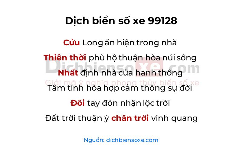 Dịch thơ biển số 99128