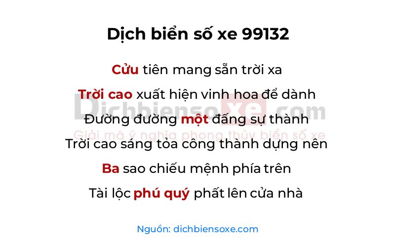 Dịch thơ biển số 99132
