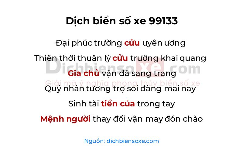 Dịch thơ biển số 99133