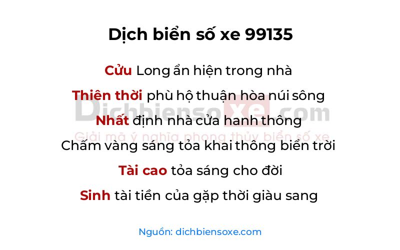 Dịch thơ biển số 99135
