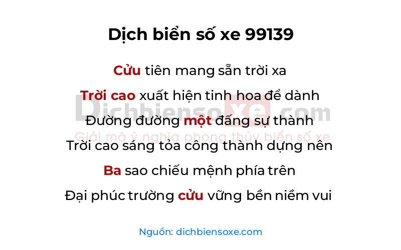 Dịch thơ biển số 99139