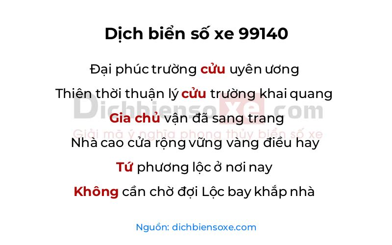 Dịch thơ biển số 99140