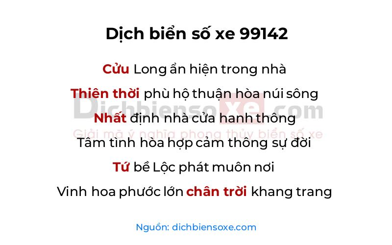 Dịch thơ biển số 99142