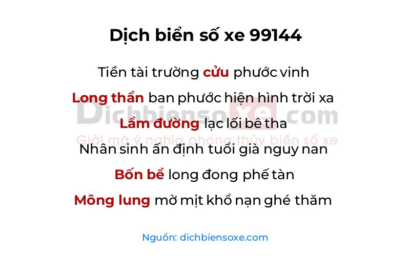 Dịch thơ biển số 99144