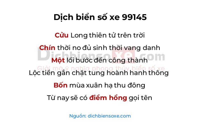 Dịch thơ biển số 99145