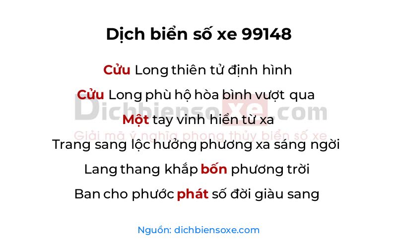 Dịch thơ biển số 99148