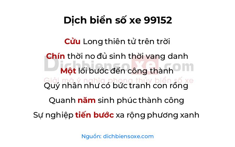 Dịch thơ biển số 99152