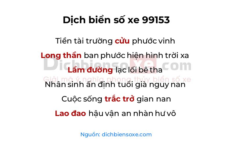 Dịch thơ biển số 99153