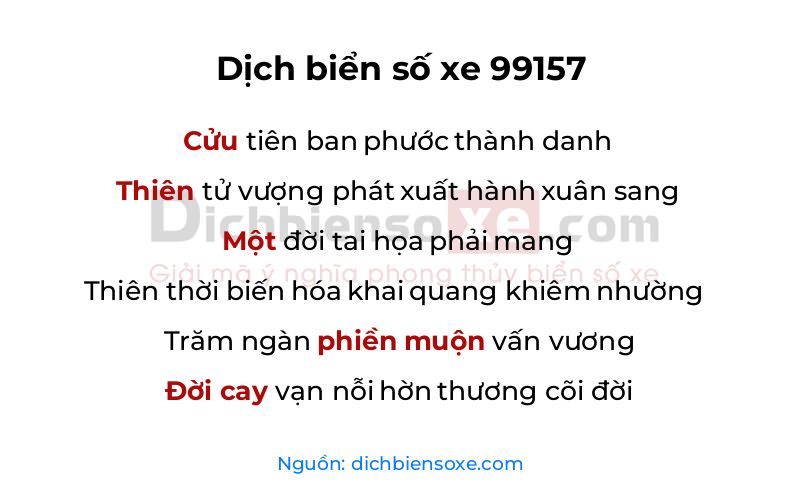 Dịch thơ biển số 99157