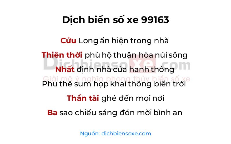 Dịch thơ biển số 99163