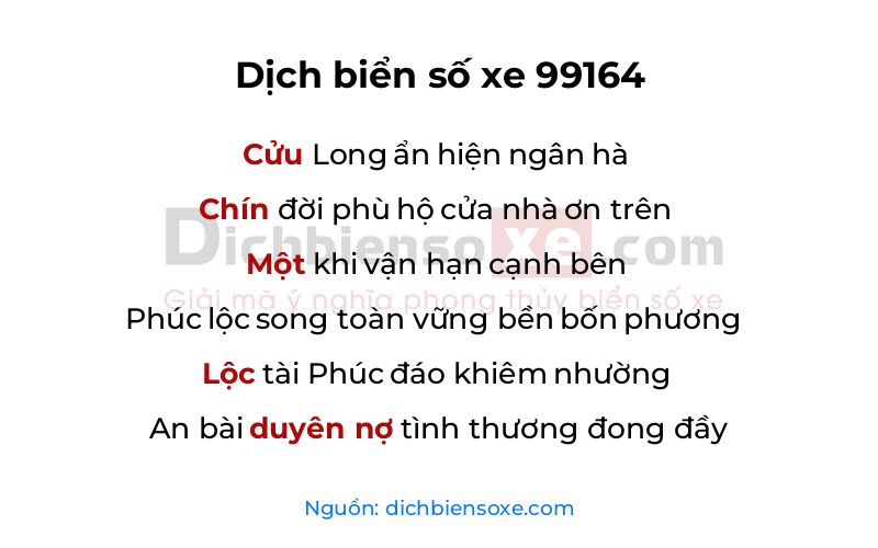 Dịch thơ biển số 99164