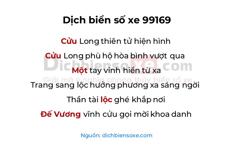 Dịch thơ biển số 99169