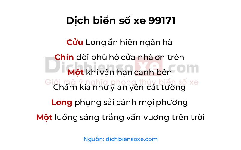 Dịch thơ biển số 99171