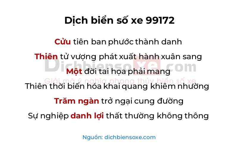 Dịch thơ biển số 99172