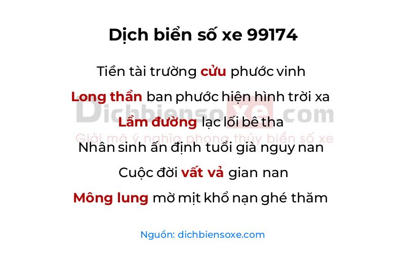 Dịch thơ biển số 99174