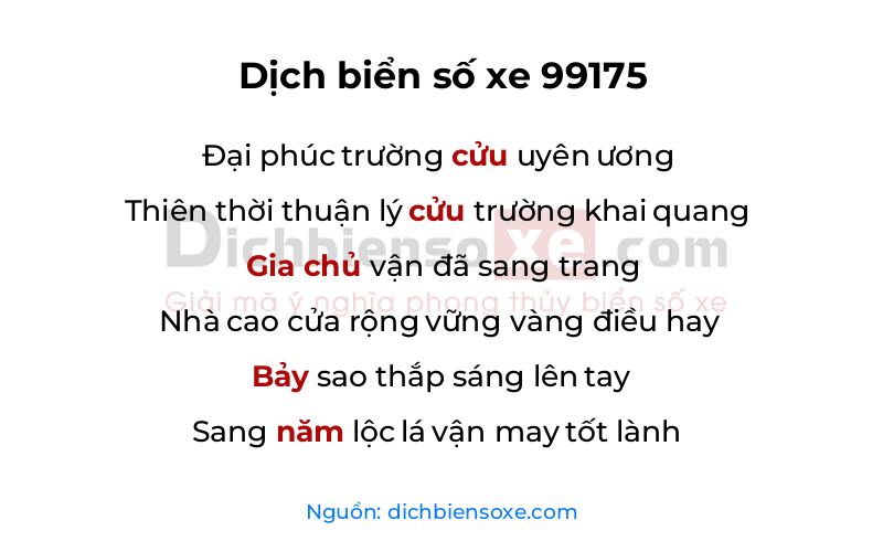 Dịch thơ biển số 99175