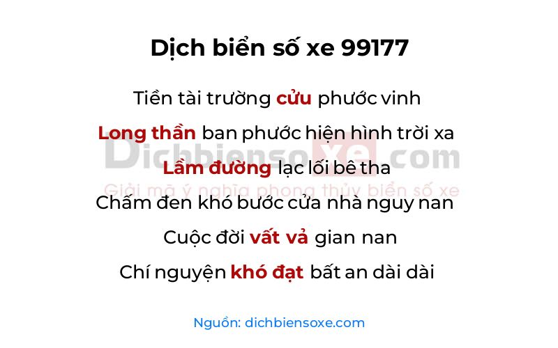 Dịch thơ biển số 99177