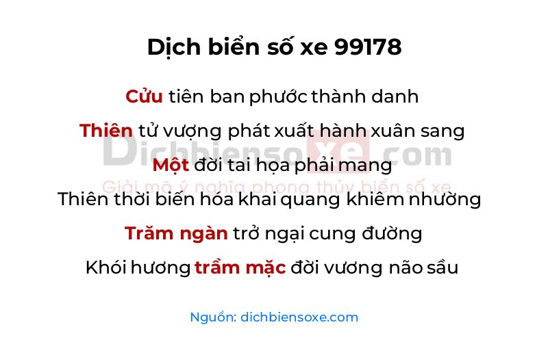 Dịch thơ biển số 99178