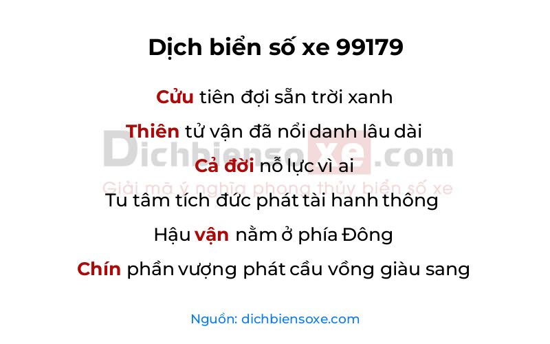 Dịch thơ biển số 99179