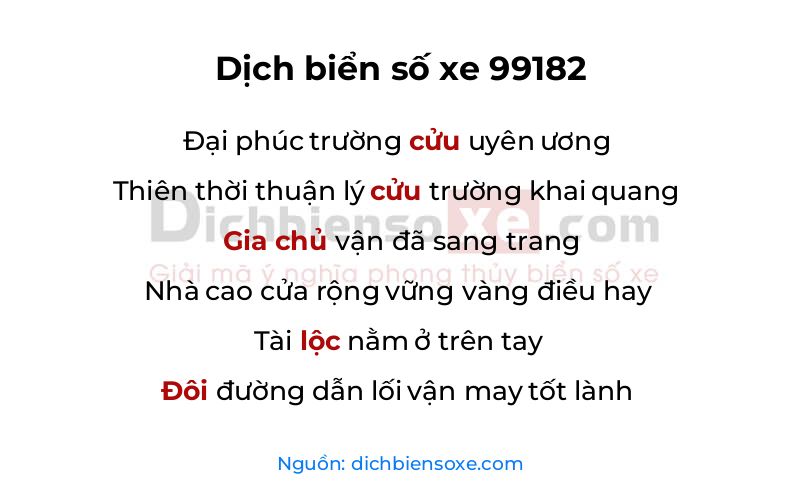 Dịch thơ biển số 99182