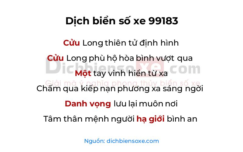 Dịch thơ biển số 99183