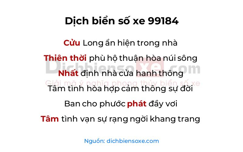 Dịch thơ biển số 99184