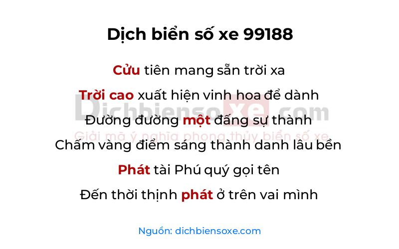 Dịch thơ biển số 99188