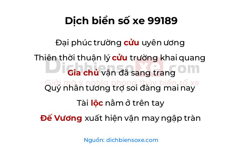 Dịch thơ biển số 99189