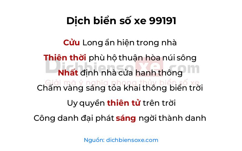 Dịch thơ biển số 99191