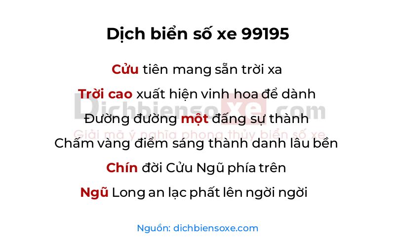 Dịch thơ biển số 99195