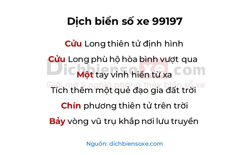 Dịch thơ biển số 99197