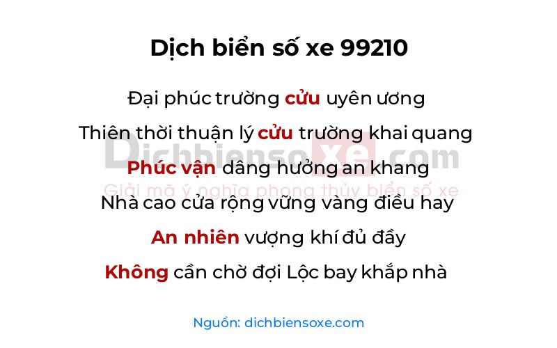 Dịch thơ biển số 99210