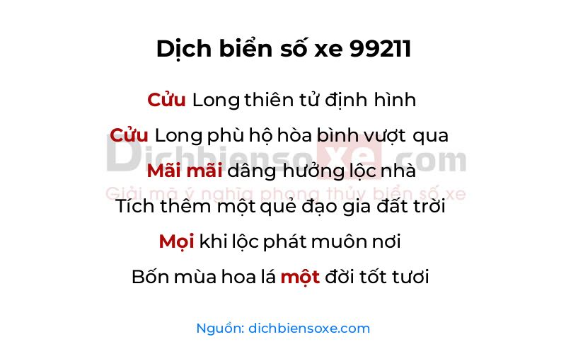 Dịch thơ biển số 99211