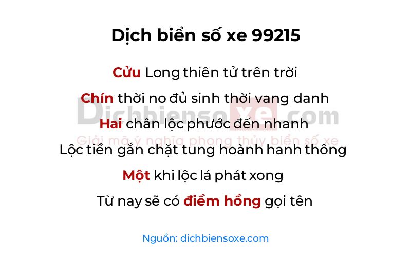 Dịch thơ biển số 99215