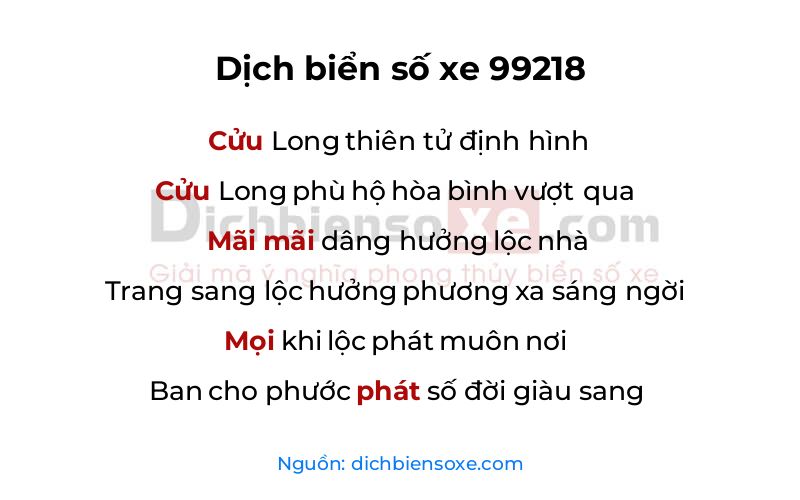 Dịch thơ biển số 99218