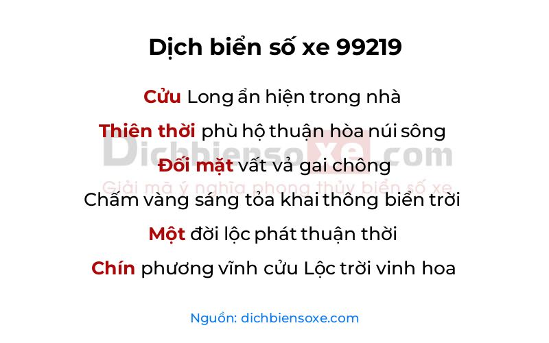 Dịch thơ biển số 99219