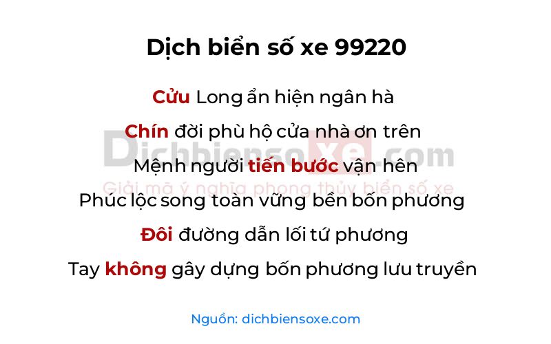 Dịch thơ biển số 99220