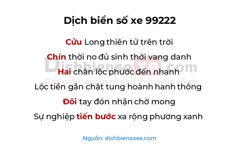 Dịch thơ biển số 99222