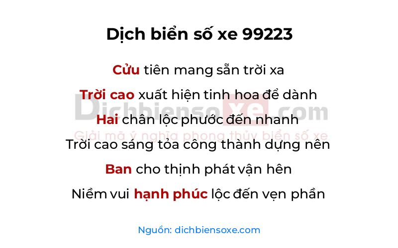 Dịch thơ biển số 99223