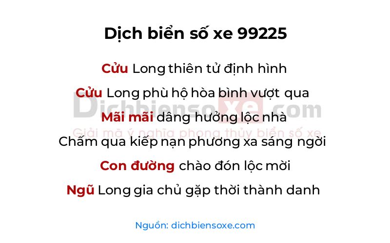 Dịch thơ biển số 99225