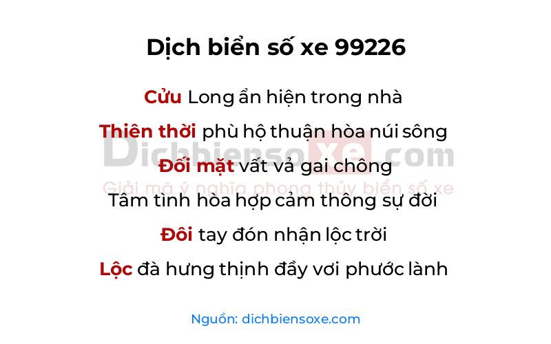 Dịch thơ biển số 99226