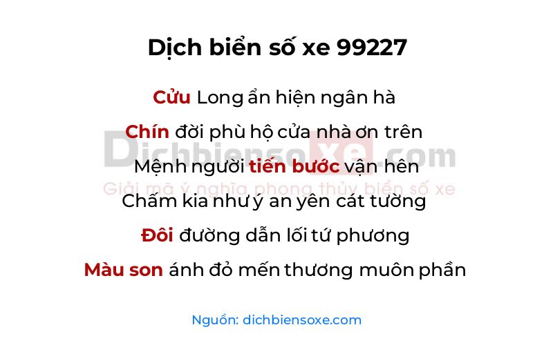Dịch thơ biển số 99227