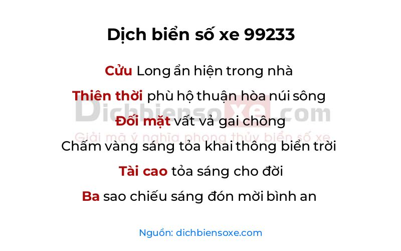 Dịch thơ biển số 99233
