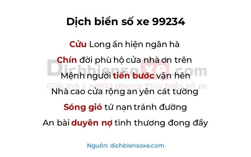 Dịch thơ biển số 99234