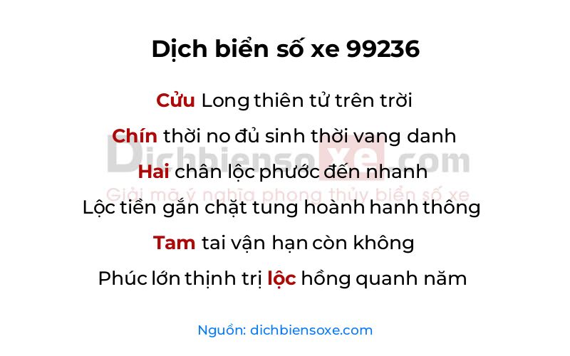 Dịch thơ biển số 99236
