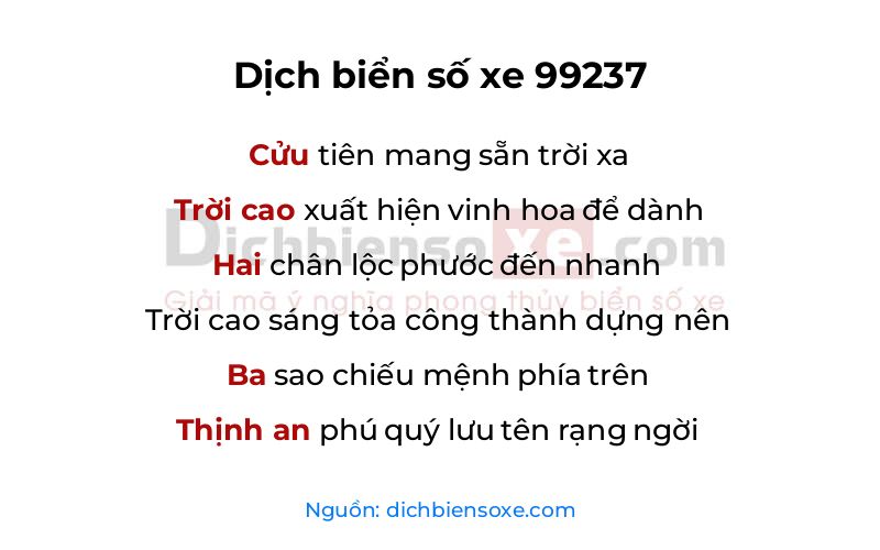 Dịch thơ biển số 99237