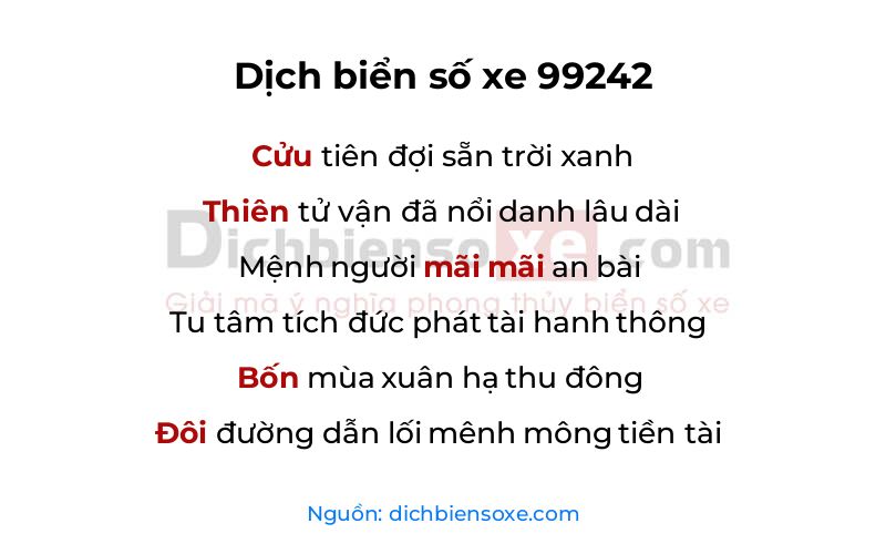 Dịch thơ biển số 99242