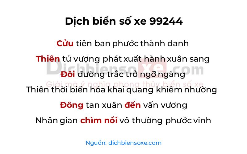 Dịch thơ biển số 99244